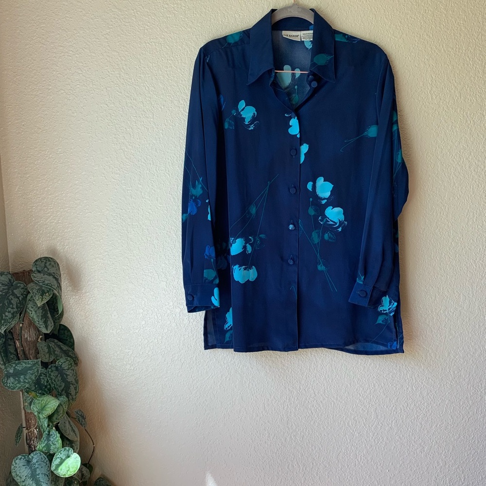 Vintage Liz Baker Long Button Down Blouse